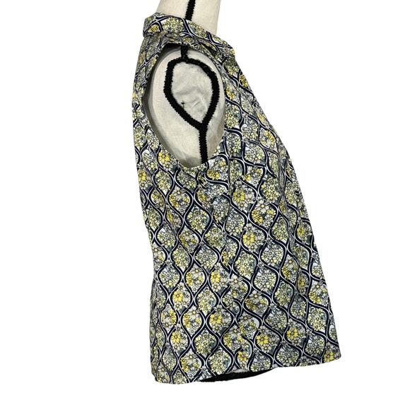 Charter Club Petite SZ 12P Top Floral Button-Up Sleeveless Stretch Collar V-Neck - Picture 3 of 8